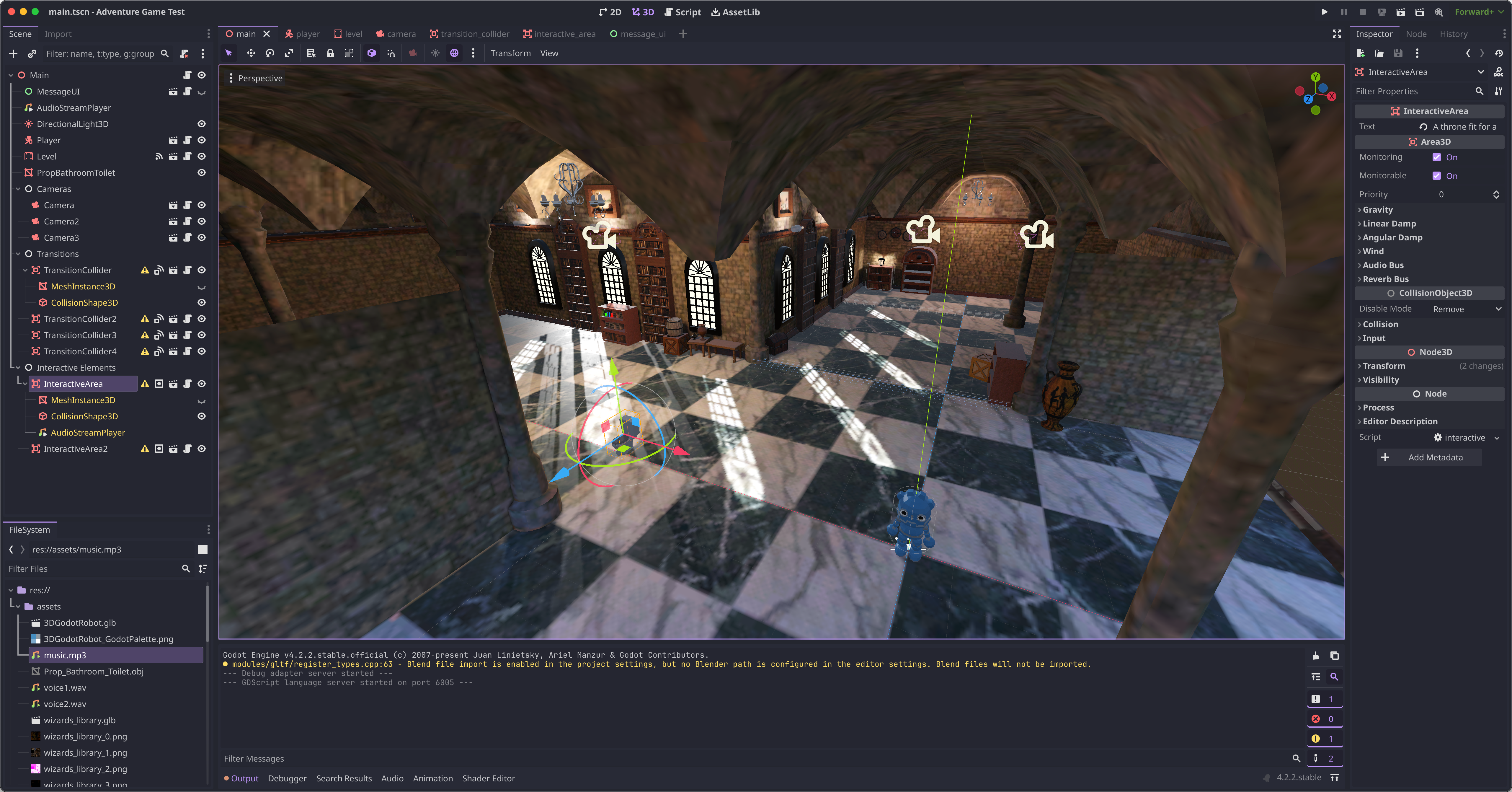 A screenshot of the finished game demo inside the Godot 4 editor interface.